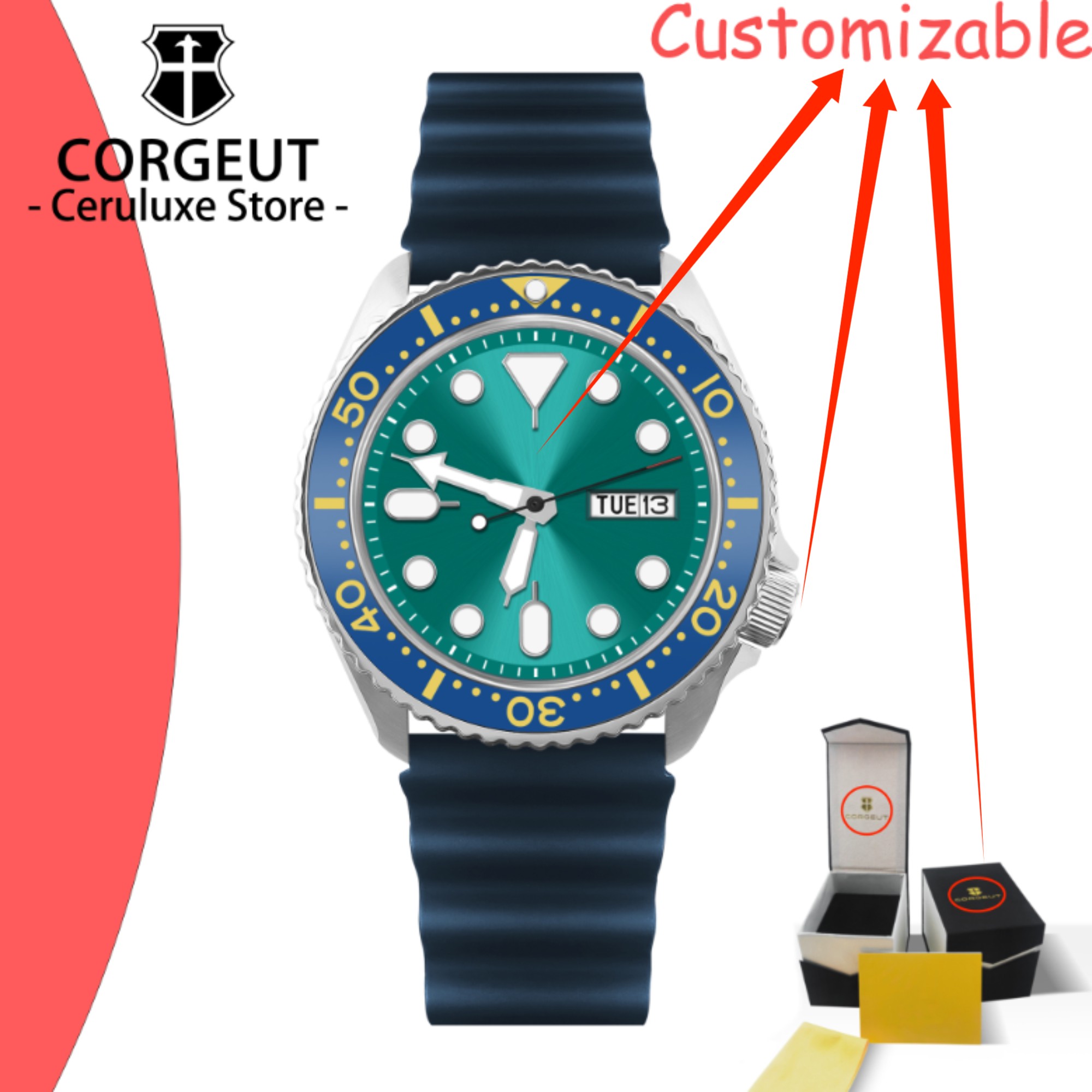 Luxury Watch Logo - CUSTOM Logo Vintage Diver Watch Mechanical