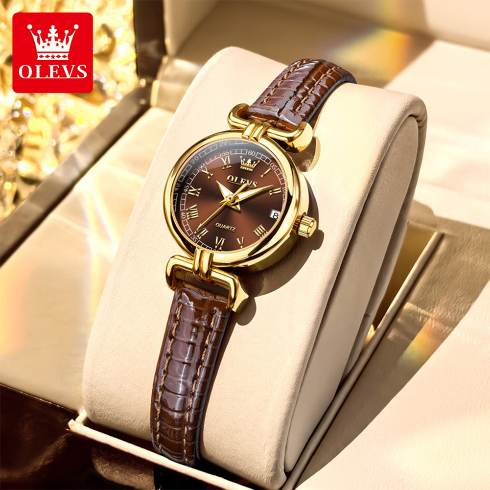 Luxury Watch With Leather Strap - OLEVS 5645 Women Quartz Watch Fashion