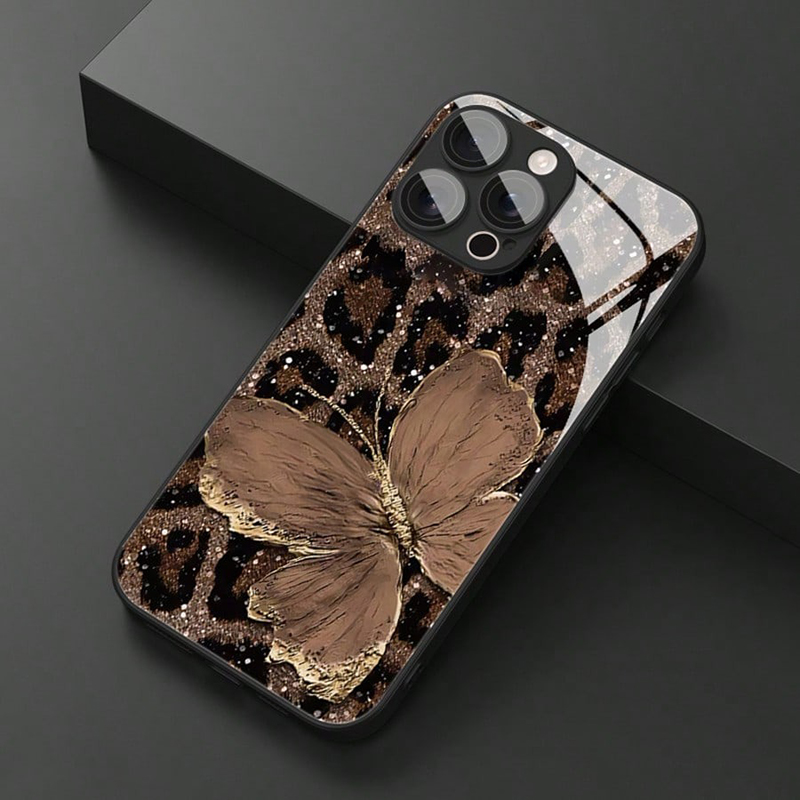 Luxury Watch Case - Luxury Butterfly Leopard Pattern Glass Material