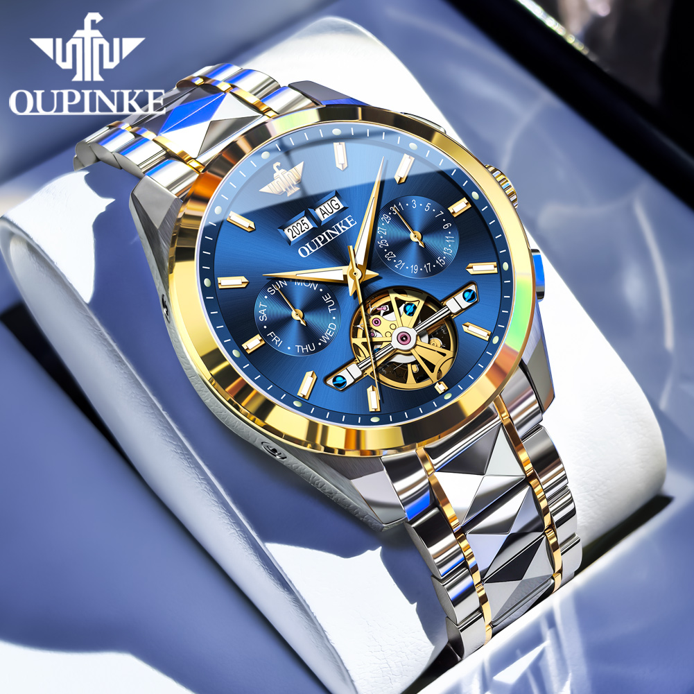 Luxury Watch With Leather Strap - OUPINKE Men's Watches Luxury Fashion Tungsten