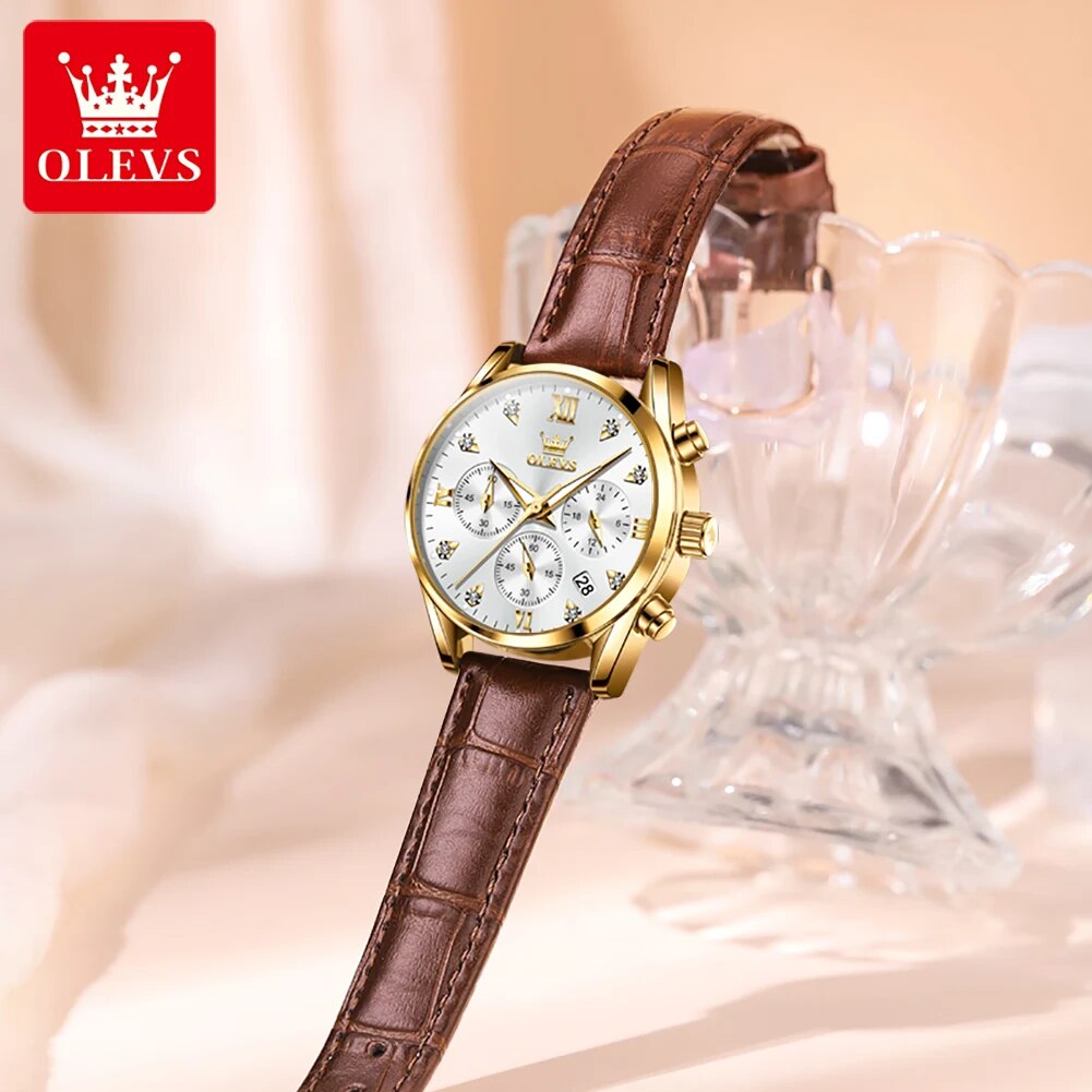 OLEVS 5523 Women's Watches Lea - Luxury Watch With Leather Strap recension och pris