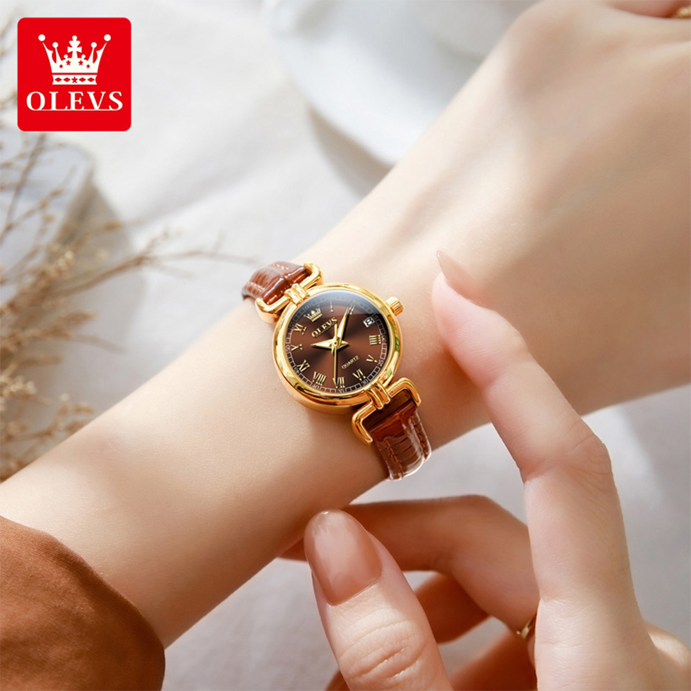 OLEVS 5645 Women Quartz Watch  - Luxury Watch With Leather Strap recension och pris