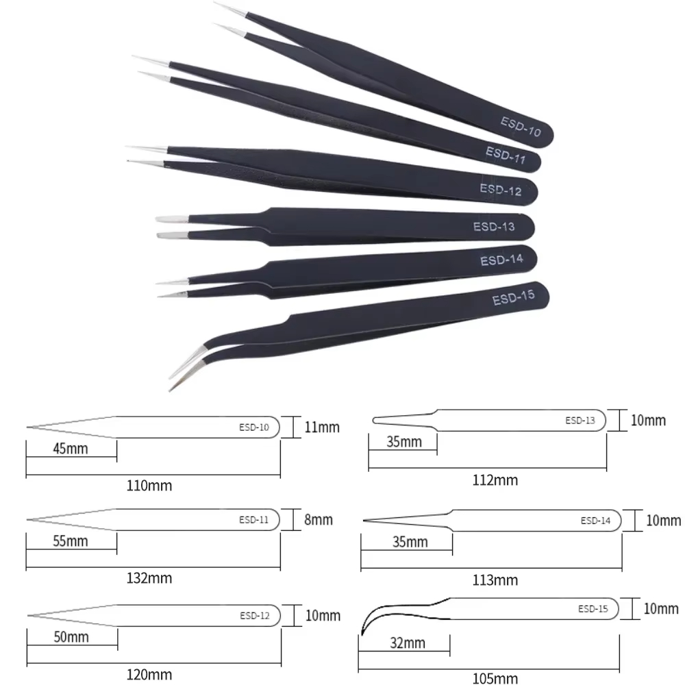 6pcs Precision Long Tweezers S - Luxury Watch Cleaning Kit recension och pris