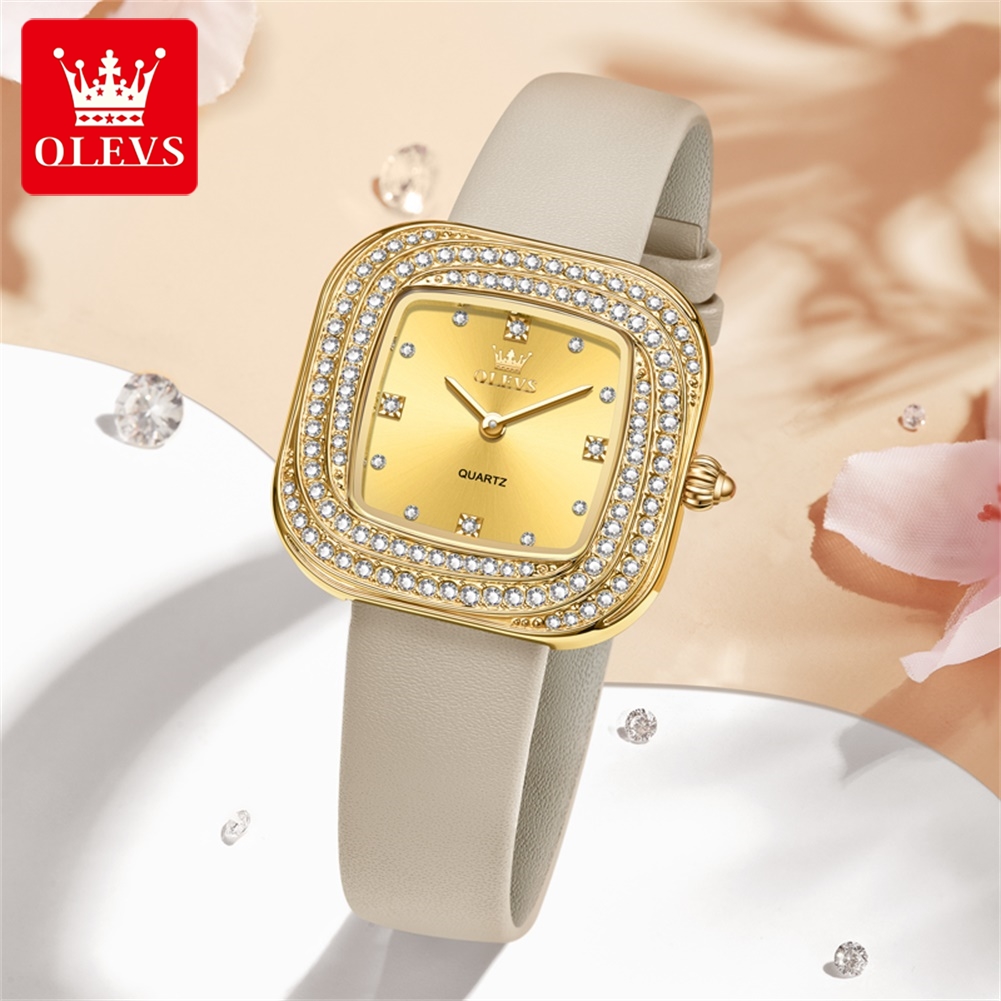 OLEVS Fashion Ladies' Square Q - Luxury Watch With Leather Strap recension och pris