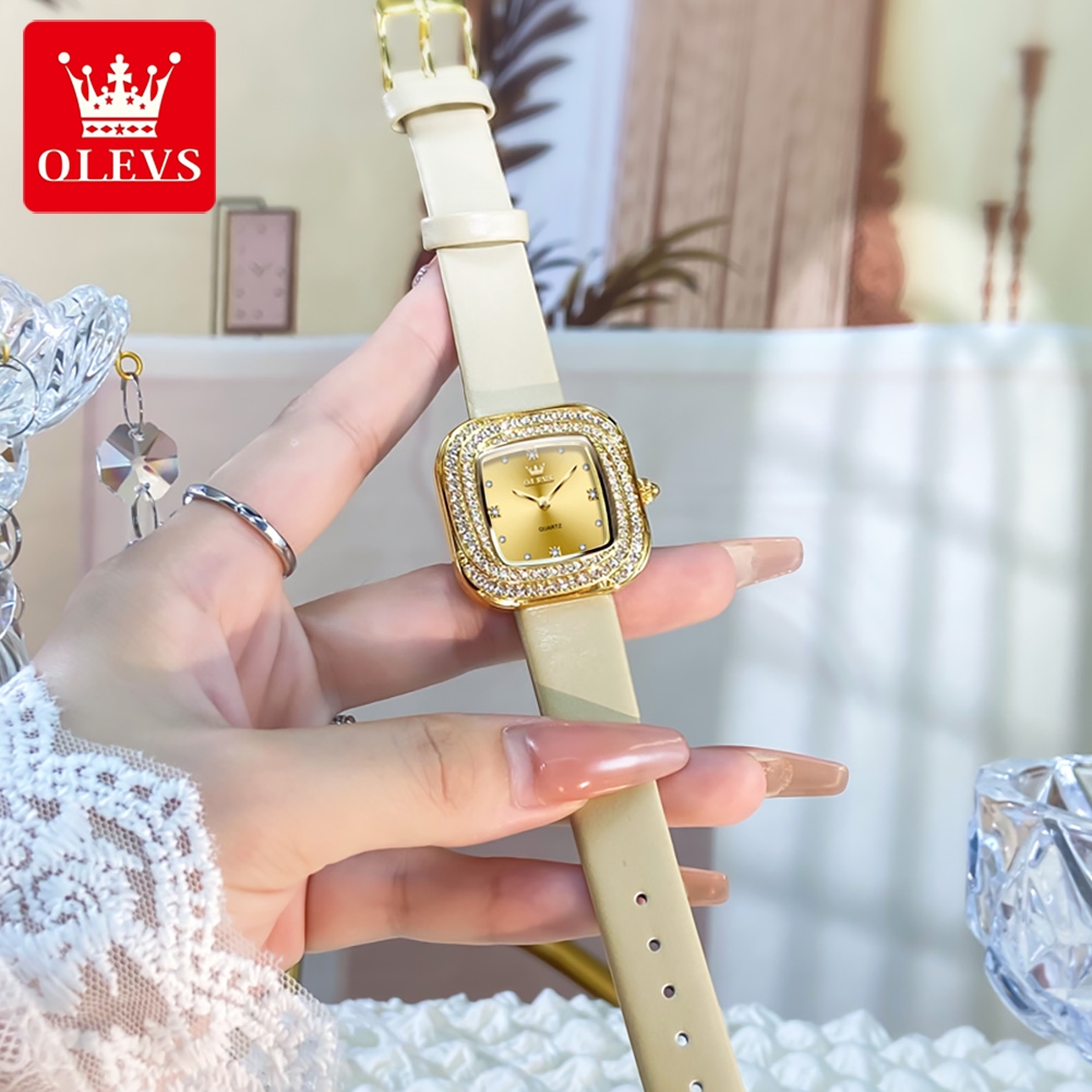 OLEVS Fashion Ladies' Square Q - Luxury Watch With Leather Strap recension och pris
