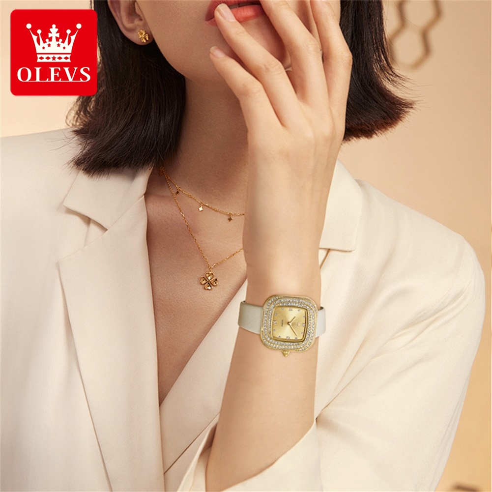 OLEVS Fashion Ladies' Square Q - Luxury Watch With Leather Strap recension och pris