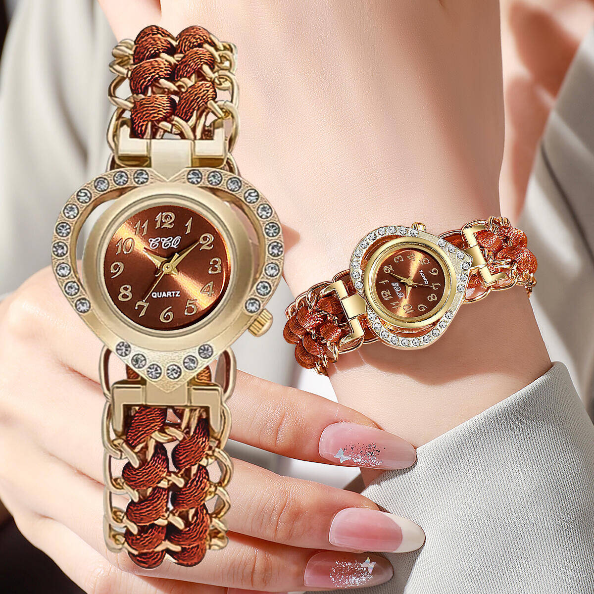 Fashion Rhinestone Heart Dial  - Open Heart Watch recension och pris