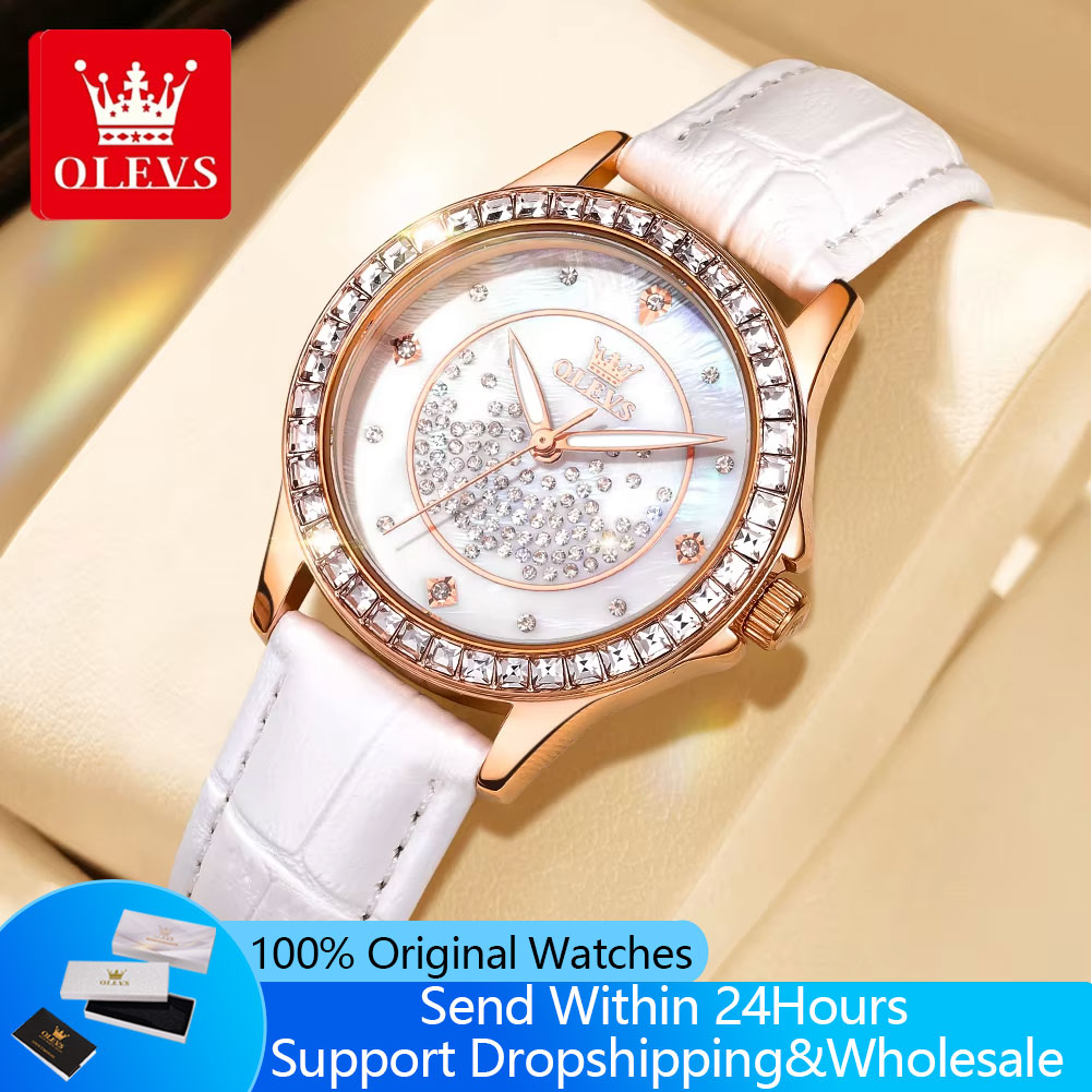 OLEVS 3715 Full Diamond Luxury - Luxury Watch With Leather Strap recension och pris