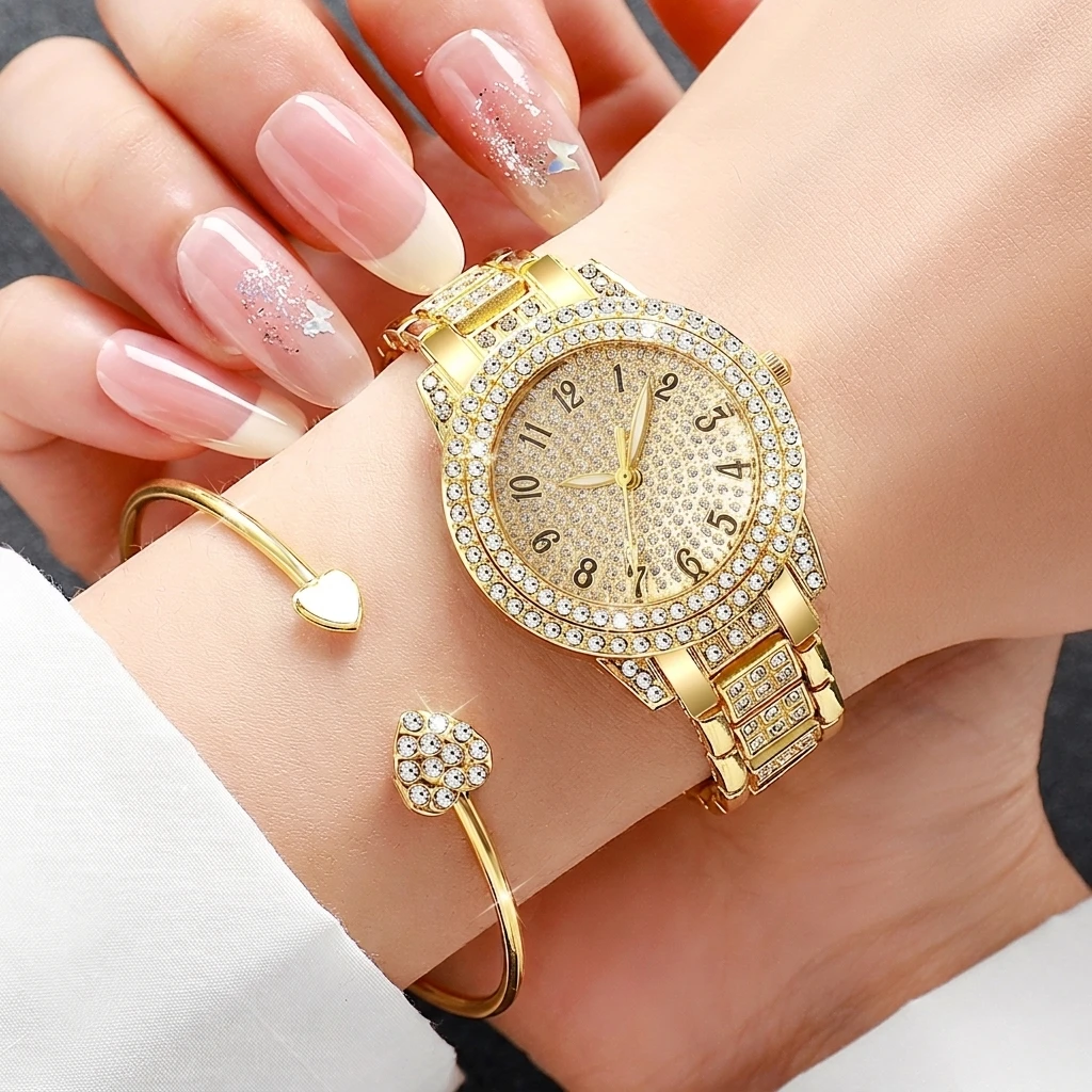 6PCS Fashion Rhinestone Women  - Open Heart Watch recension och pris