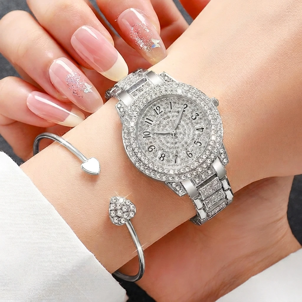 6PCS Fashion Rhinestone Women  - Open Heart Watch recension och pris
