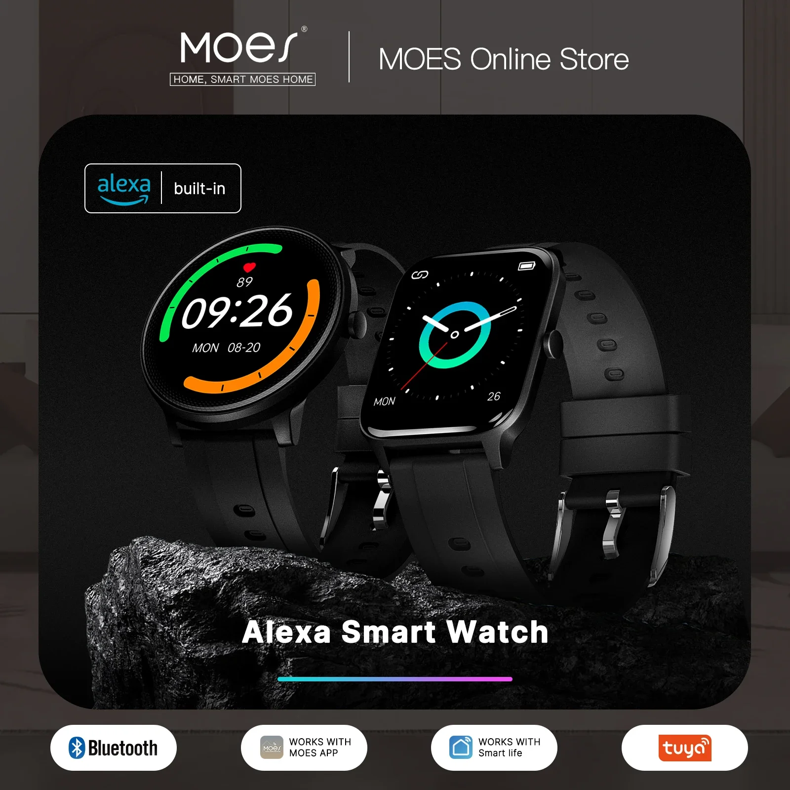 MOES Smart Watch Alexa Built-i - Open Heart Watch recension och pris