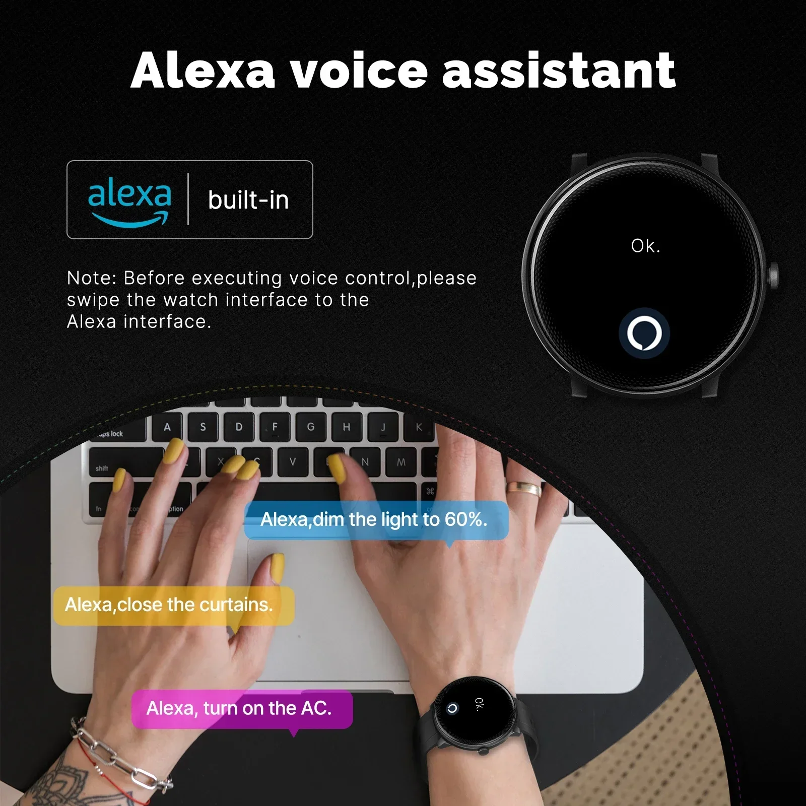 MOES Smart Watch Alexa Built-i - Open Heart Watch recension och pris